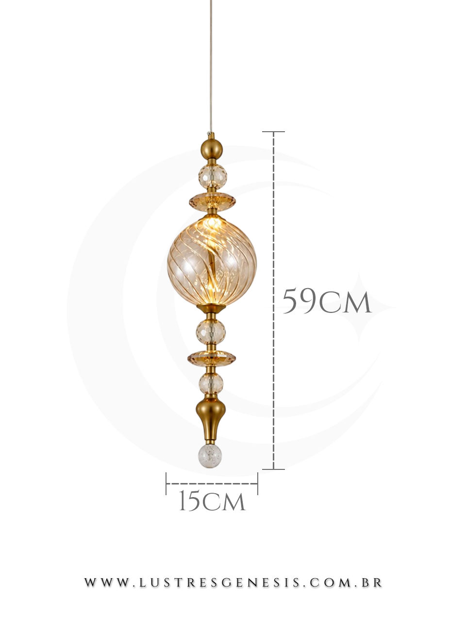 Pendente Contemporâneo Bronze com Vidro Conhaque para Bancada, Cabeceira de Cama e Banheiro